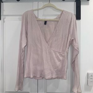 Universal Thread Light Pink Long Sleeve Wrap Top